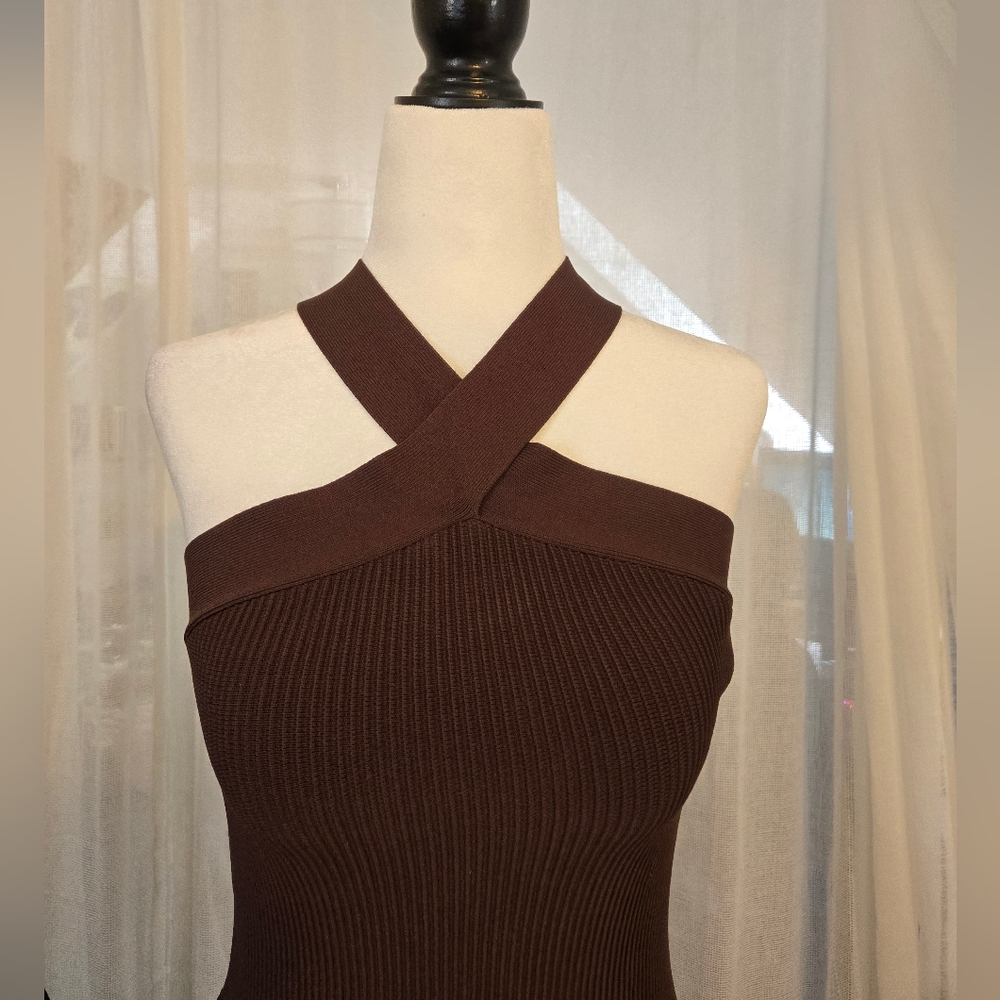BABATON 🤎 Brown Halter Dress Size M